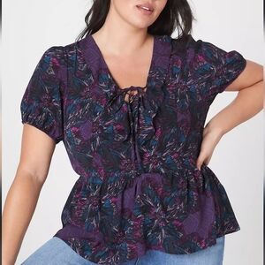 Lane Bryant short sleeve peplum blouse